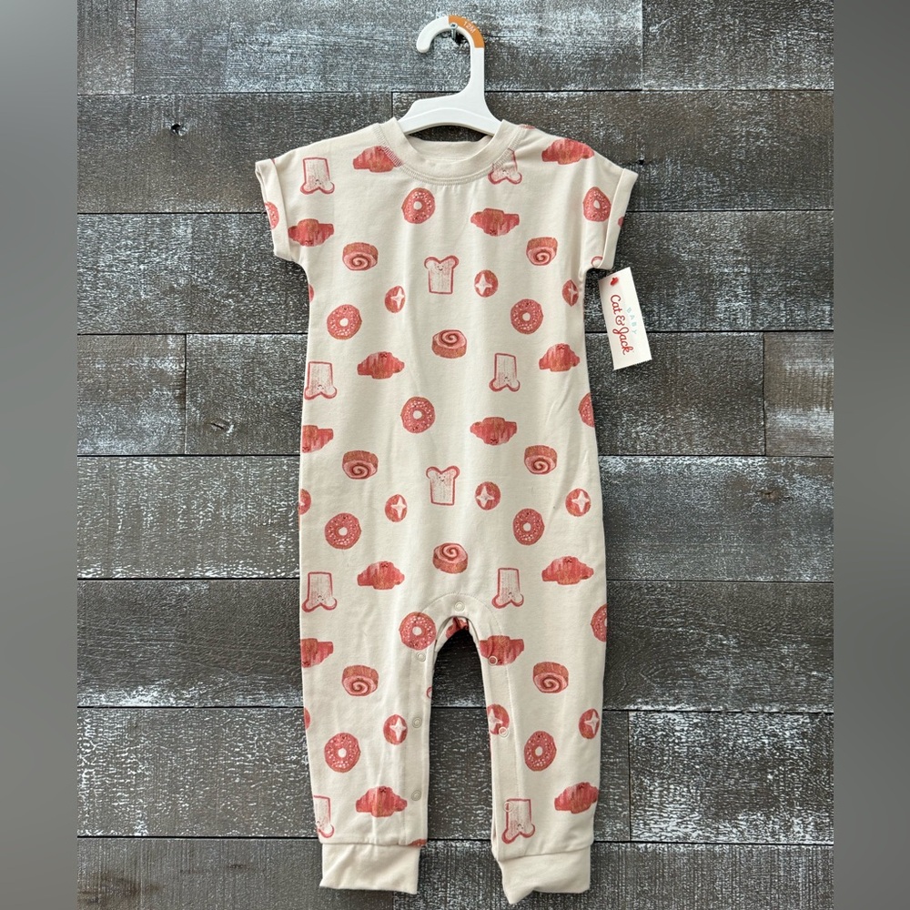 Cat & Jack Girls' Beige Bakery Romper, 12M‎